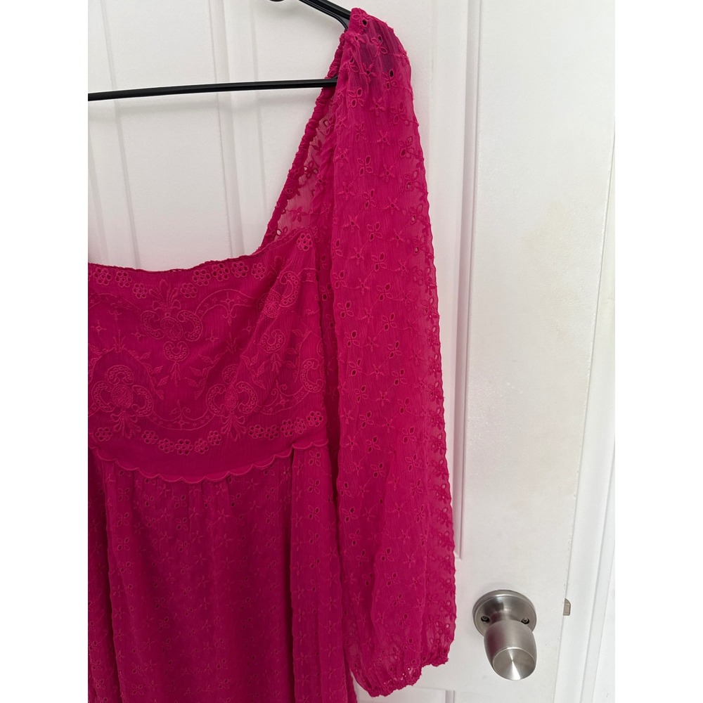 Free People Strangelove Maxi Dress Pink Purple Eyelet Lace Embroidered Sz S - Picture 4 of 12
